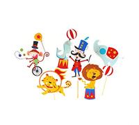 NUOBESTY Circus Animals Cake Topper Birthday Tiger Dolphin Cupcake Picks Cake Decoration for Children's Birthday Party Baby Shower Decoration Pack of 72