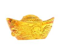 NUOBESTY Citrine Feng Shui Ingot Ornament 4 Inch Crystal Wealth Decoration for Home Office Tabletop Display with Polished Dragon Detail