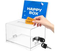 NUOBESTY Clear Acrylic Card Box, 1pc DIY Acrylic Raffle Box with Slot & Lock Suggestion Ballot Boxes Donation Box for Party, Wedding, Graduation, Baby Shower, Table Decorations