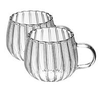 NUOBESTY Clear Mug, 2pcs 350ml Glass Coffee Cups Coffee Mugs with Handle Glass Mugs Tea Cups Pumpkin Mugs for Milk, Latte, Espresso, Cappuccino, Hot Beverage