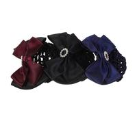 NUOBESTY Coarse Mesh Elastic Bowknot Hair Snood Net 3Pcs Hair Bun Covers for Ballet Dance Office and Hospital Nurse in Blue Black Burgundy