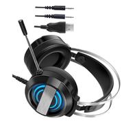 NUOBESTY Comfortable Gaming Headphone USB Wired Headset with Noise Reduction High Sensitivity Stereo Sound for Gaming Stylish Black Head Mounted Chats and Team