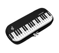NUOBESTY Compact and Portable Piano Keyboard Pattern Pencil Case with Smooth Zipper Closure, Eva Material Pen and Marker Storage Organizer for School the Go, Black