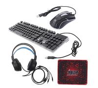 NUOBESTY Computer Keyboard Mouse Headset and Mouse Mat Ergonomic Combo for Gaming and Office Work Usb Connectivity