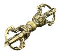 NUOBESTY Copper Vajra Pestle Statue Vintage Nine-strand Buddhist Temple Ornament Retro Decorative Metal Sculpture for Home and Office Décor