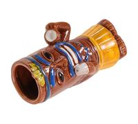 NUOBESTY Creative Ceramic Tiki Mug Wine Cup for Cocktail Parties Decorative Hawaiian Style Drinking Glass Safe Non-Toxic Material Brown Coconut Design