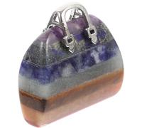 NUOBESTY Crystal Handbag Decor Miniature Home Desktop Decoration Unique Handcrafted Meditation Craft Ornament with Silver Clasp Compact for Positive Energy and Photo Props