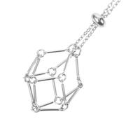 NUOBESTY Crystal Necklace Holder, Adjustable Silver Metal Cage Cord, Simple but Charming Pendant Accessory for Wool Balls