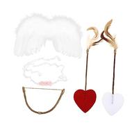 NUOBESTY Cupid Cosplay Prop Set for Newborns Soft Angel Wings Bow Arrow Headband Photography Accessories for Studio Portraits and Themed Shoots