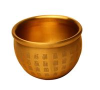 NUOBESTY Decorative Copper Treasure Basin Vintage Wealth Bowl Desktop Feng Shui Prosperity Ornament for Office and Home