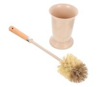 NUOBESTY Dense Bristle Toilet Brush with Wooden Long Handle and Holder Powerful Deep Cleaning Scrubber for Bathroom Grooves and Corners Compact and Stylish Home Toilet Cleaning Tool