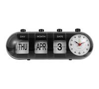 NUOBESTY Desk Calendar Perpetual Calendar with Clock Standing Desktop Calendar Manual Day Month Date for School Home Office Schedule Decoration