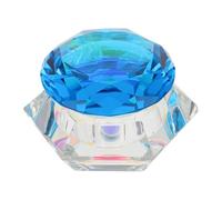NUOBESTY Diamond Shape Nail Crystal Container with Lid for Acrylic Nail Powder and Liquid Lake Blue