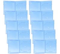 NUOBESTY Disc Storage Box 15pcs Plastic Blue Organizer with Single-Disc Cover for Office and Home CD DVD Storage