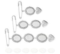 NUOBESTY DIY Brooch Bases Photo Trays Oval Glass Cabochons Stainless Steel Silver Brooch Making Supplies for Weddings and Crafting Friends Who Love DIY Jewelry