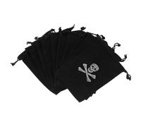 NUOBESTY Drawstring Candy Bag Pirate Coin Cloth Bag 10-Pack 6.1X4.5 Inch Halloween Atmosphere Black Polyester for Candy and Small Items