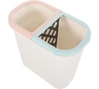 NUOBESTY Dual Compartment Trash Can for Kitchen Plastic Garbage Bin with Opening Lightweight Two-section Waste Basket for Home Office Apartment White Compact Recycling Container