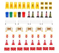 NUOBESTY Educational Traffic Road Sign Toy Set for Toddlers 75Pcs Small Traffic Cones Stop Signs Roadblocks Early Learning Pretend Play