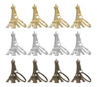 NUOBESTY Eiffel Tower Keyring, 12Pcs Gold Eiffel Tower Keychain Retro French Souvenirs Mini Keychain Pendant for Bag, Car Keys, Party Favors Decorations