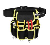 NUOBESTY Electricians Tool Bag Pouch with Tool Belt Yellow Oxford Cloth for Technicians Large Multi-Pocket Storage Bag Suitable for Electricians and Technicians