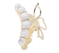 NUOBESTY Elegant Butterfly Hair Claw Clip with Cat Eye Stone and Pearl, Alloy and Glass Material, Securely Holds Hairstyles, Versatile Use for Women’s Hair Accessories