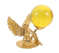 NUOBESTY Elegant Metal Angel Figurine with Crystal Sphere Display, Golden Angel Sculpture for Home Décor, Seasonal Centerpiece and Living Room Ornament with Festive Charm