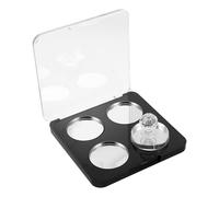 NUOBESTY Empty Eyeshadow Palette for DIY Organisation with 4 round 36.5mm Magnetic Metal Pans, Portable Black Plastic Makeup Case Easy Application and Travel Makeup Bag Compatible