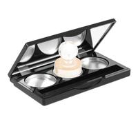NUOBESTY Empty Eyeshadow Palette Set with Mirror, Rectangular Matte Black 3-Color Makeup Holder with Round Aluminum Pans and Double-Sided Tape, Cosmetic Storage for Eyeshadow, Highlighter,