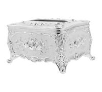 NUOBESTY European Style Tissue Box Cover with Rose Carving, White Decorative Napkin Holder for Dining Table and Bathroom Tissue Storage Organizer