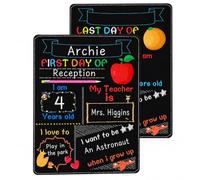 NUOBESTY First Day of School Board - My First Day of School Chalkboard | Double-Sided First Day & Last Day Starting School Milestone Photo Prop Back to School Sign for Kids Child (9.8x7.8in)