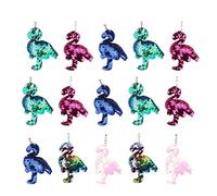 NUOBESTY Flamingo Sequin Keychains 15Pcs Set Shiny Flip Key Rings Bag Charms Party Bag Fillers for Girls Women Accessories
