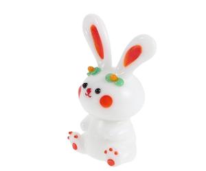 NUOBESTY Glass Bunny Decorative Ornament for Desktop and Office Use, White Glass Bunny Figurine with Versatile Display Options, Easy to Wipe Clean, for Easter Decorations and Birthday