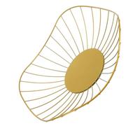 NUOBESTY Gold Wire Fruit Basket Tall Metal Vegetable and Snack Storage Basket with Lotus Leaf Design for Living Room and Kitchen Counter