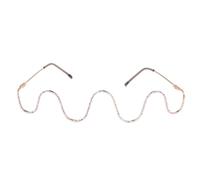 NUOBESTY Golden Metal Eyeglasses Frame Half Rim Decorative Spectacle Frame with Diamond Inlaid Design Stylish Prop Glasses for Men and Women for Party and Festival Use
