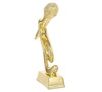NUOBESTY Golden Microphone Trophy Cup Resin Singing Competition Award for Desk Music Decoration