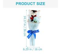 NUOBESTY Graduation Bear Doll Bouquet Blue Soap Roses, Artificial Flower Gift for Graduation Ceremony and Photo Props