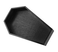 NUOBESTY Halloween Coffin Tray Wooden 11x7inch Gothic Serving Tray Black Painted Coffin Shape Rustic Decorative for Halloween Party Decor Candy Storage and Conversation Starter