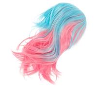 NUOBESTY Halloween Gradient Medium-length Cosplay Wig for Women, Colorful Rainbow Curly Synthetic Hair for Party and Character Makeup