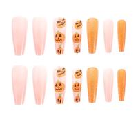 NUOBESTY Halloween Long False Nails Nail Stickers Women Press Halloween Art Decorative Manicure False
