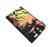 NUOBESTY Halloween Makeup Storage Bag and Female Friends, Orange Canvas Cosmetic Pouch with Unique Halloween Design, Washable and Multi-Function, for Party and Classroom Use