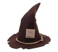 NUOBESTY Halloween Scarecrow Patch Hat Brown Witch Wizard Hat for Women | Non-woven Fabric, Pointed Vintage Style, Breathable Lightweight Feel, for Halloween Party Cosplay Costume Prop
