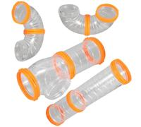 NUOBESTY Hamster Tube Maze Toy Diy External Connection Tunnel Set with White and Orange Rings for Small Pets Guinea Pig Cage Accessories