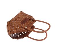 NUOBESTY Handwoven Wooden Basket Cherry Color Rustic Picnic Fruit Bread Organizer with Transparent Liner Versatile Handmade Flower Girl Storage for Wedding Home Decor