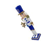 NUOBESTY Hanukkah Nutcracker Soldier Ornament Blue and White Wood Craft Nutcracker Statue Tabletop Decoration for Jewish Holiday Parties and Festive Collectible Display