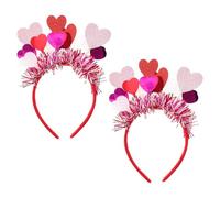 NUOBESTY Headbands Hair Accessories Red Heart Shaped 2pcs Glitter Cloth with Vibrant Colour, Costume Accessory for Valentines Day Party for Women