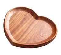 NUOBESTY Heart-Shaped Wood Serving Tray, Japanese-Style Ebony Solid Wood Food and Fruit Tray, Decorative Wooden Tea and Dessert Plate for Kitchen and Dining Use