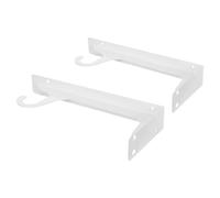NUOBESTY Heavy Duty Closet Rod Support Brackets White Metal Shelf Storage and Space 2pcs with Hanging Hook , 16 Inch Cold-Rolled Steel Wall Mounted Shelf Holders for Balcony and Office