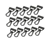 NUOBESTY Heavy Duty Metal Key Chain Hooks in Black Colour 20pcs with Swivel D-Rings Solid Iron Lanyard Snap Clasp for Pendants and Lanyards