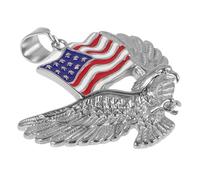 NUOBESTY Hip Hop Style Titanium Steel Eagle Pendant Necklace for Men American Flag Charm Ornament Silver Single Chain Hanging Accessory for Casual and Formal Wear