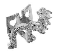 NUOBESTY Hip Hop Zircon Teeth Grill Double Tooth Caps with White Crystals for Rappers Christmas Party Costume